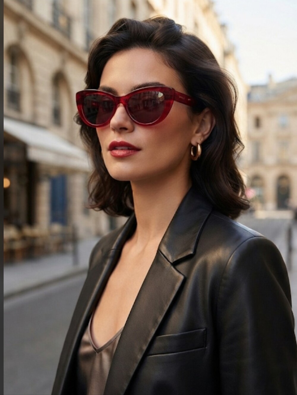 Sonix Kyoto Cat-Eye Sunglasses #500-2617-2010 in Crimson Red NWOT